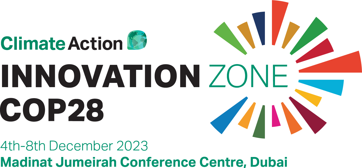 The Sustainable Innovation Forum 2023 logo that states 'Climate Action Innovation Zone COP28 4th-8th December 2023 Madinat Jumeirah Conference Centre, Dubai'